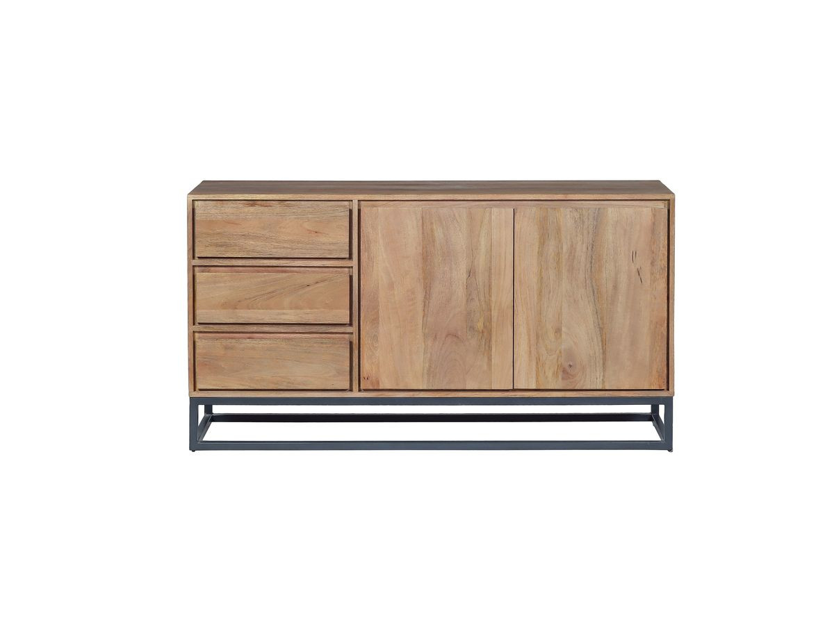 Buffet 2 portes 3 tiroirs 150 cm BERGERAC bois massif de manguier