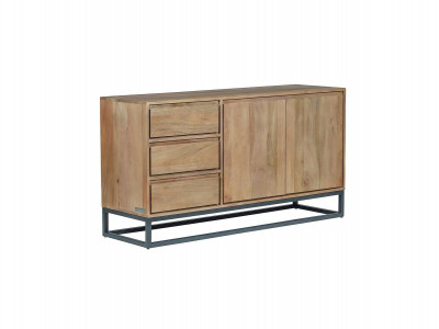 Buffet 2 portes 3 tiroirs 150 cm BERGERAC bois massif de manguier