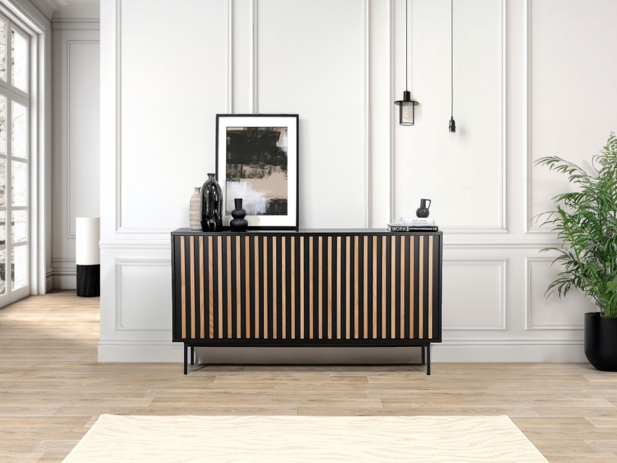 CORNEILLE set met 150 cm dressoir + 134 cm tv-meubel, massief grenen latten