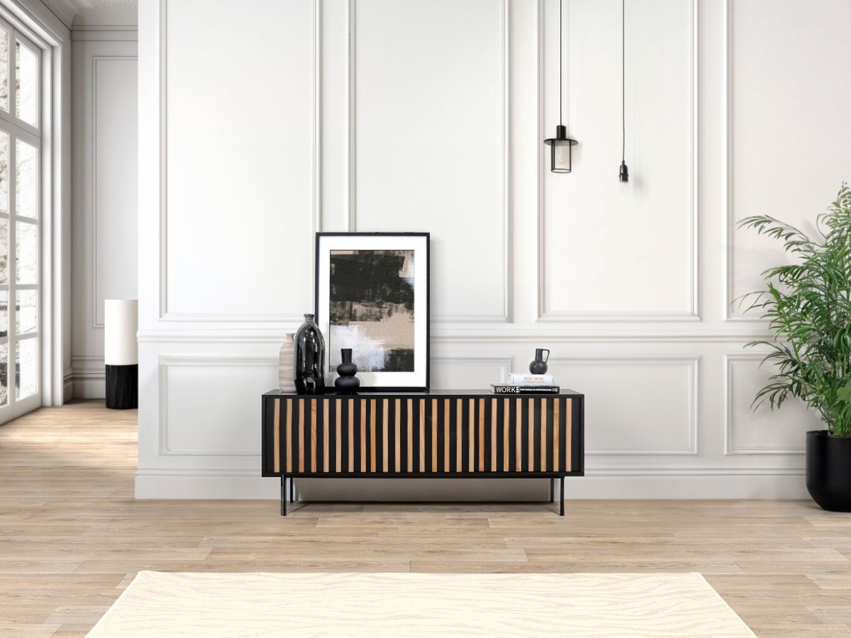 CORNEILLE set met 150 cm dressoir + 134 cm tv-meubel, massief grenen latten