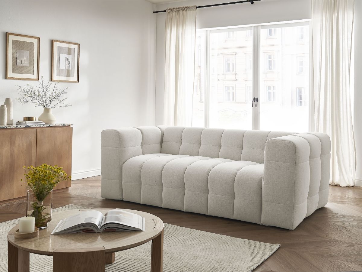 Canapé droit convertible 3 places CLOUD lisse beige — vue 5