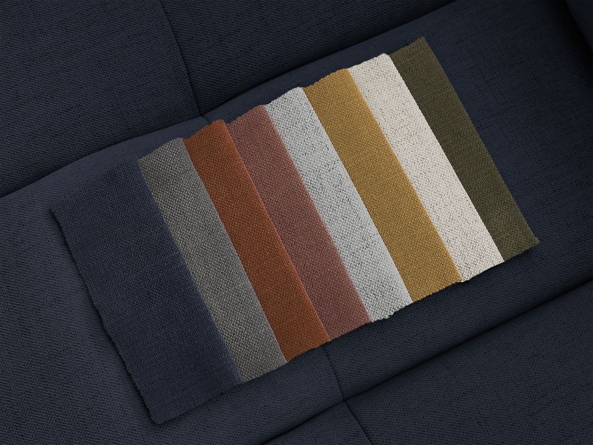 Canapé d'angle fixe EVEREST tissu chiné - Orange - Angle droit - 10 coussins