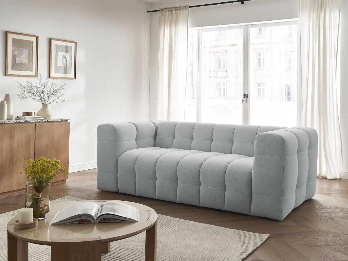 Canapé droit convertible 3 places CLOUD lisse gris clair — vue 5