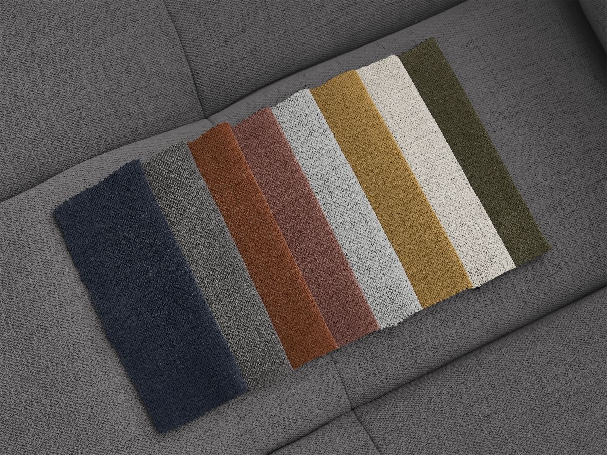Canapé d'angle fixe EVEREST tissu chiné - Orange - Angle droit - 10 coussins
