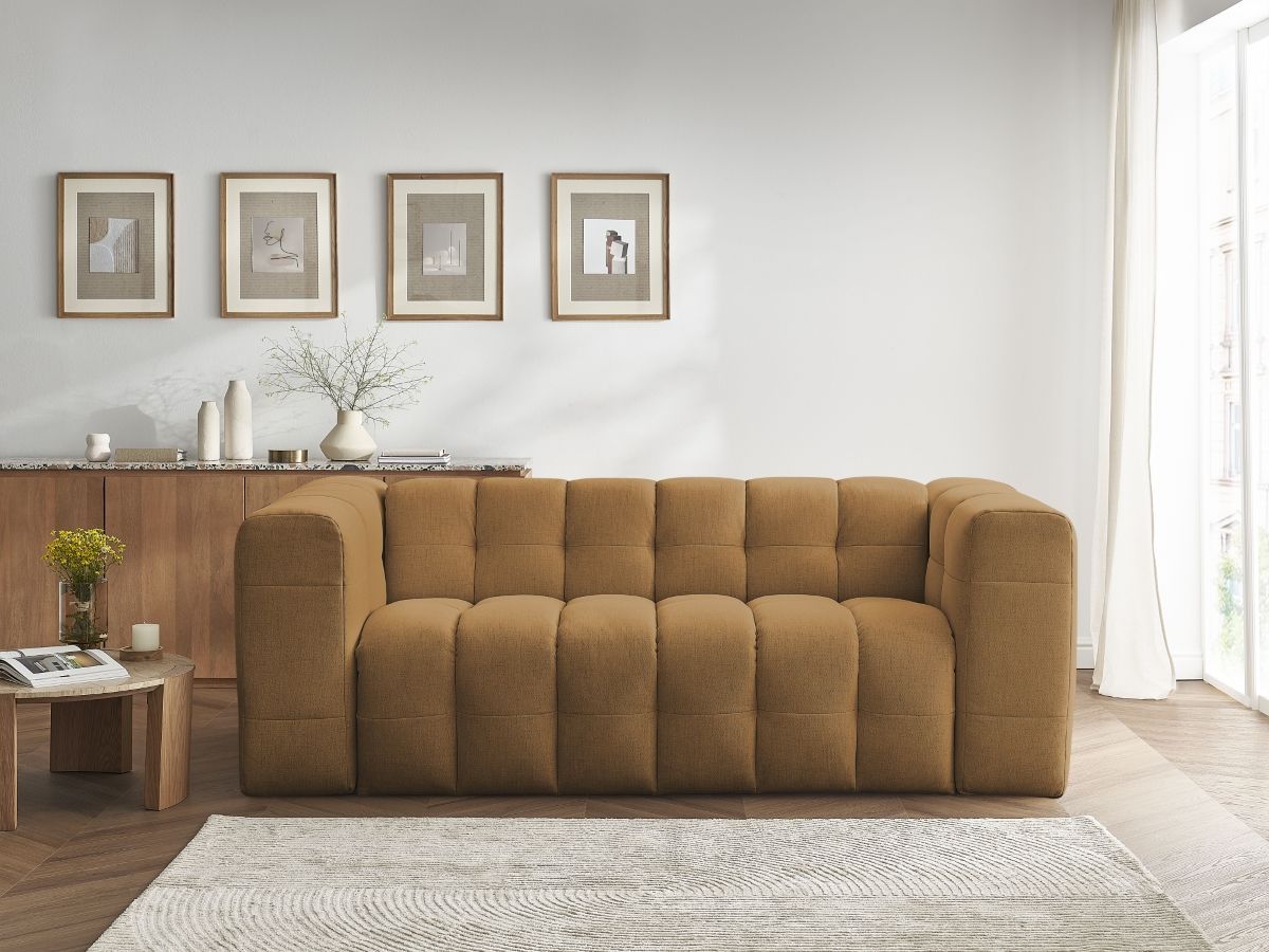 Canapé droit convertible 3 places CLOUD lisse jaune — vue 6