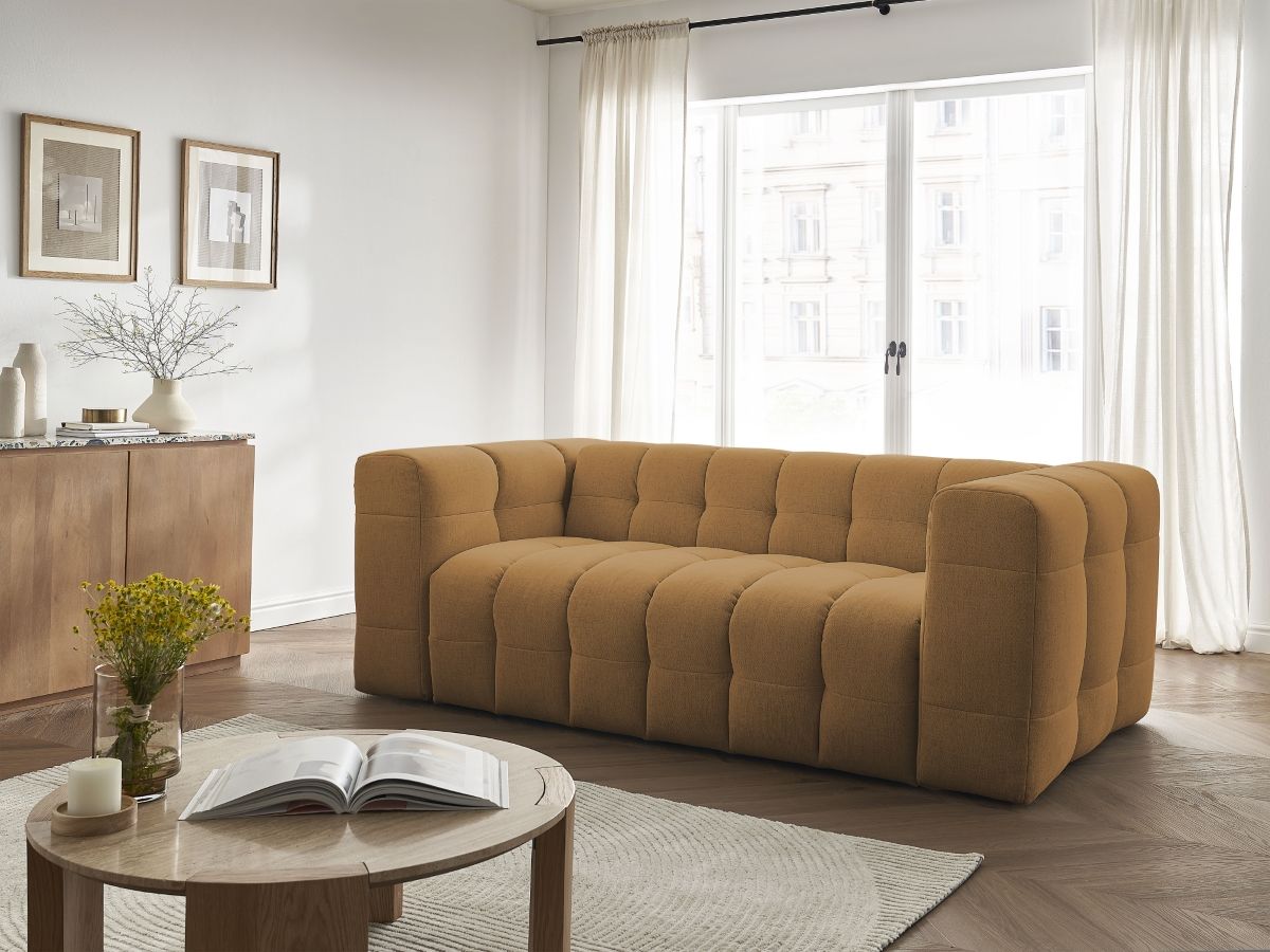 Canapé droit convertible 3 places CLOUD lisse jaune — vue 5