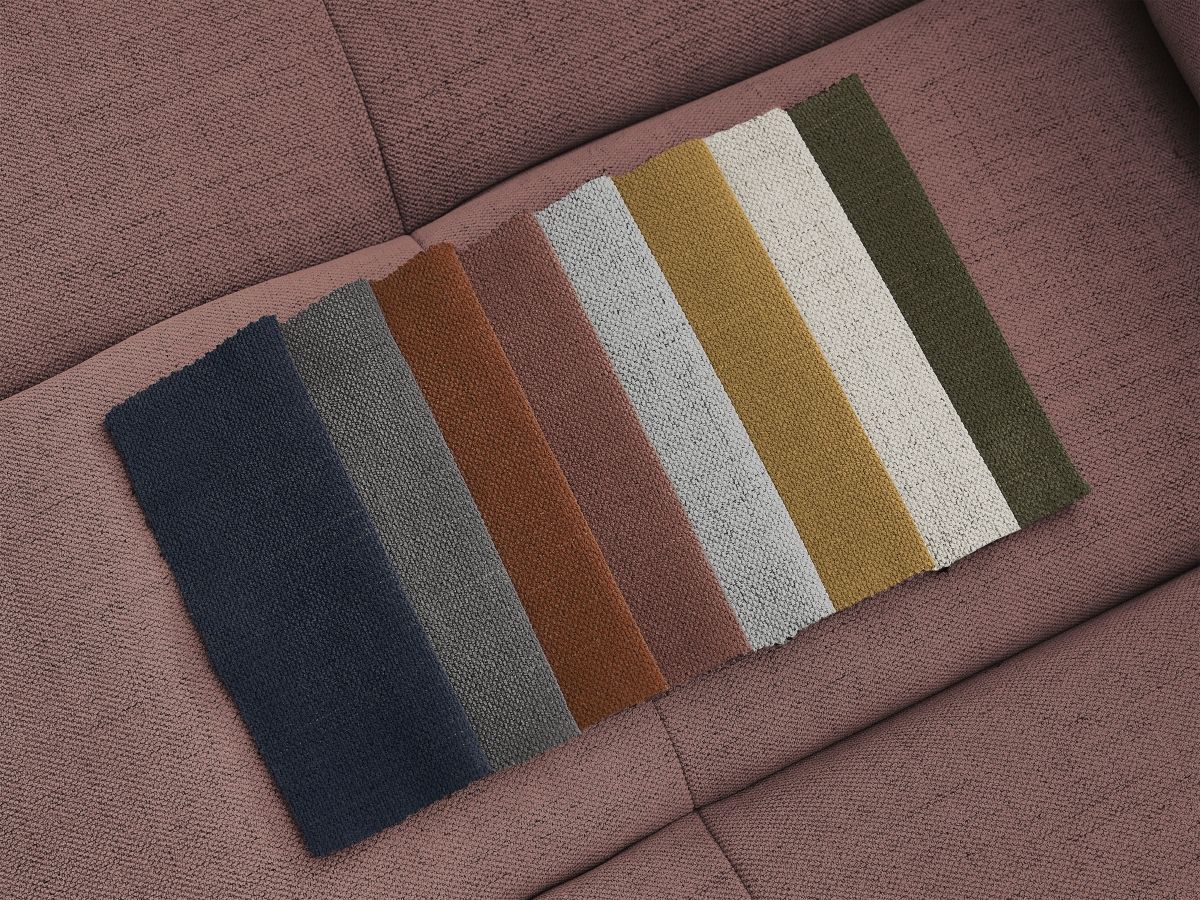 Canapé d'angle fixe EVEREST tissu chiné - Orange - Angle droit - 10 coussins