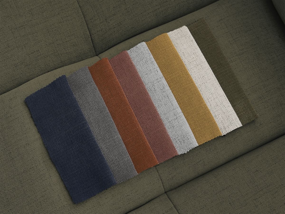 Canapé d'angle fixe EVEREST tissu chiné - Orange - Angle droit - 10 coussins