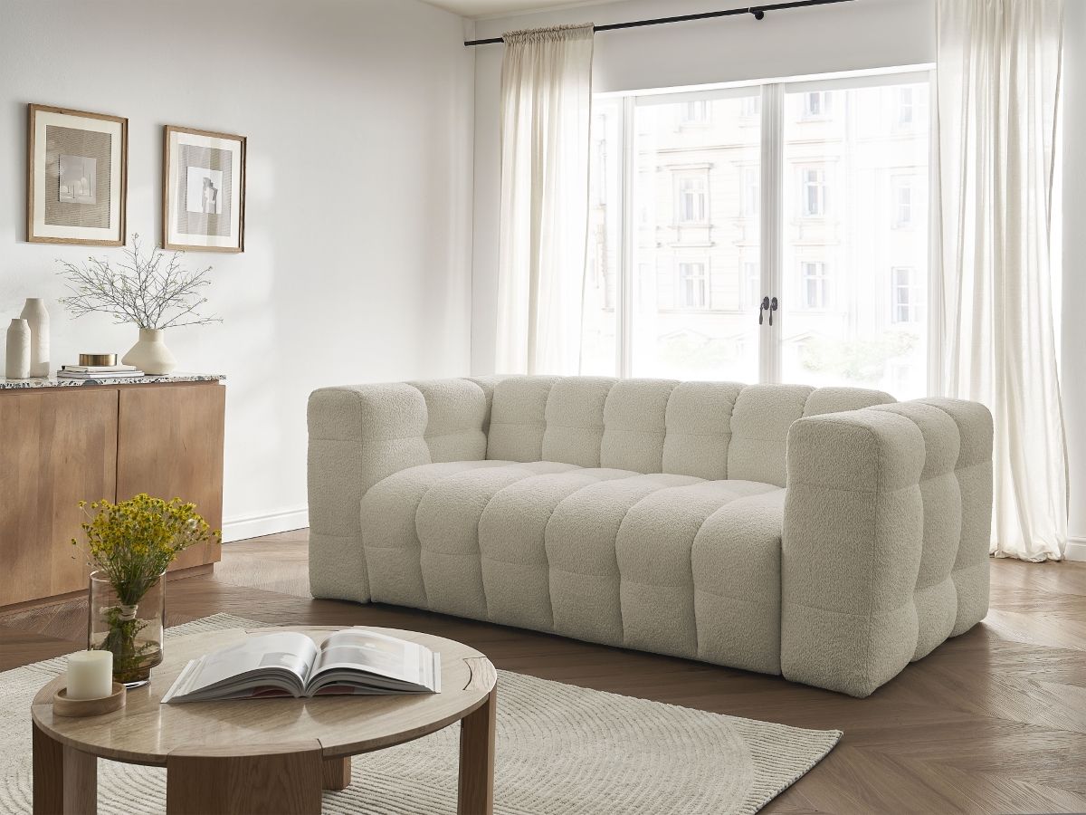 Canapé droit convertible 3 places CLOUD bouclette beige — vue 5