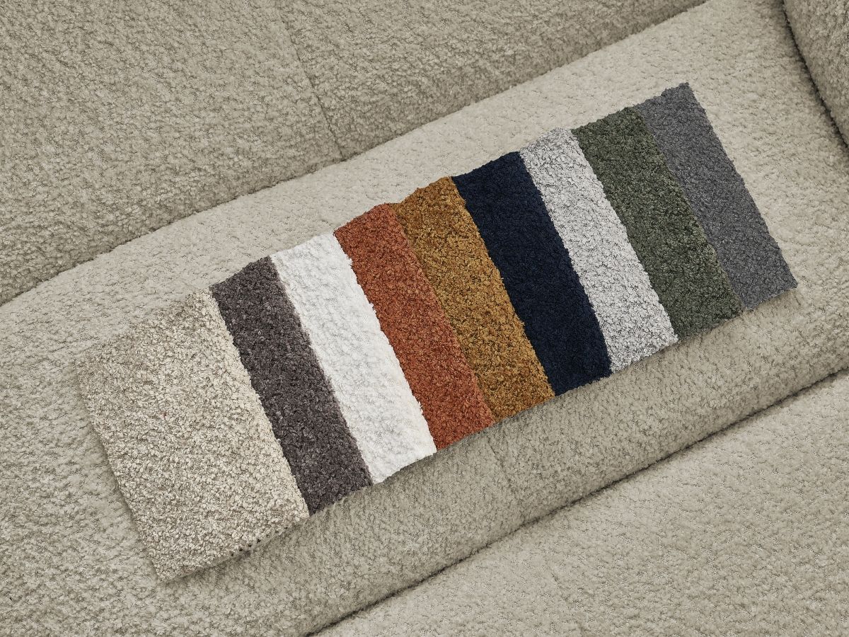 Canapé d'angle fixe EVEREST tissu chiné - Orange - Angle droit - 10 coussins