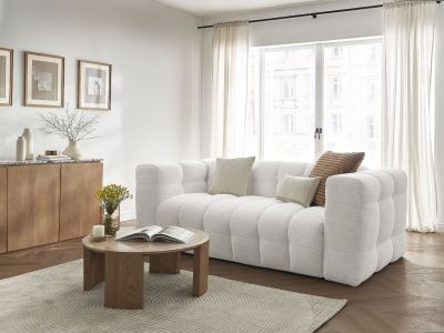 Canapé droit convertible ouverture express 3 places CLOUD tissu bouclette
