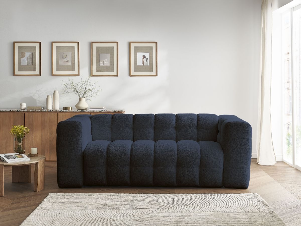 Canapé droit convertible 3 places CLOUD tissu bouclette