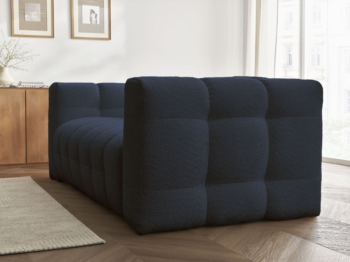 Canapé droit convertible 3 places CLOUD tissu bouclette