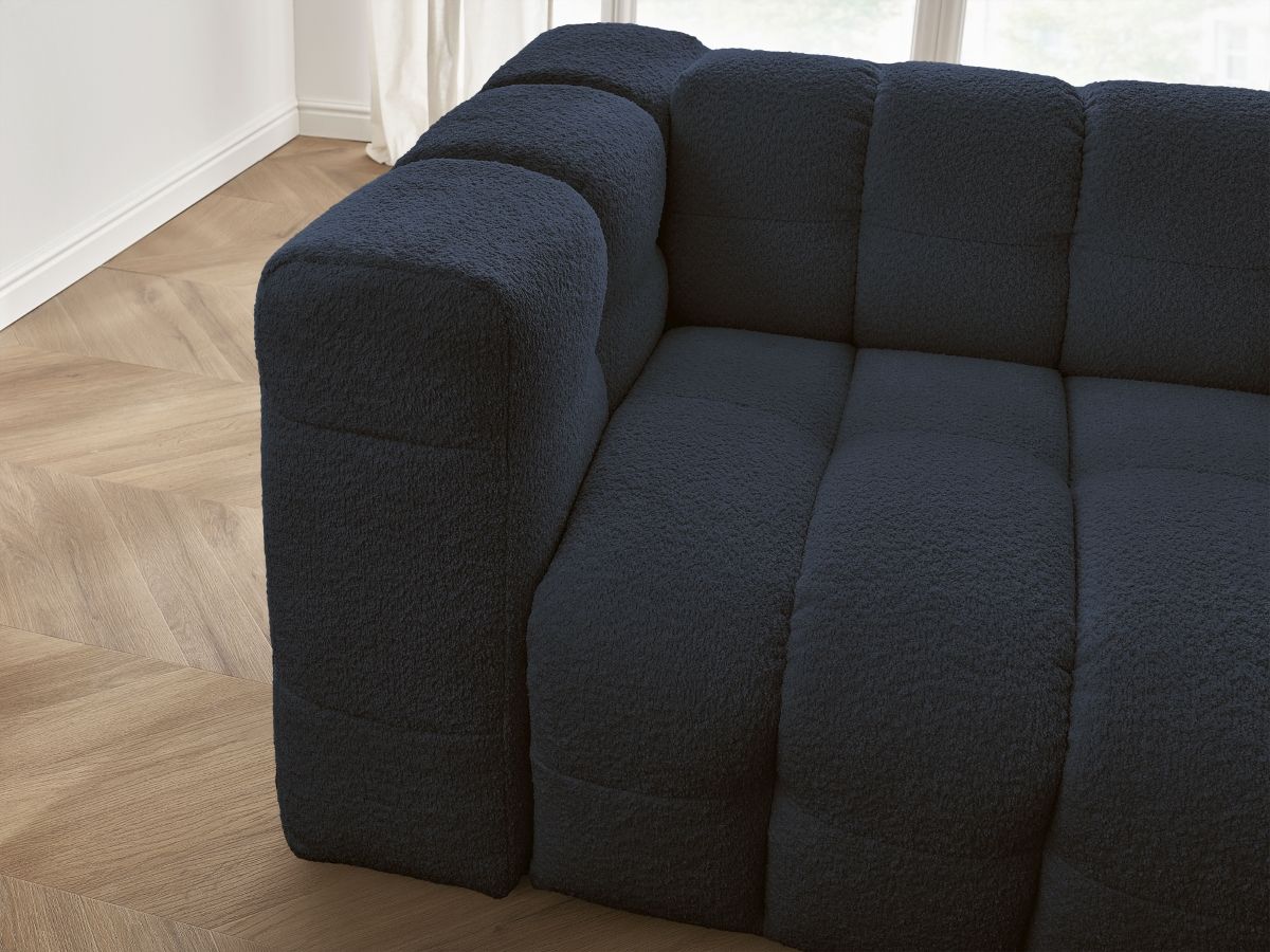 Canapé droit convertible 3 places CLOUD tissu bouclette