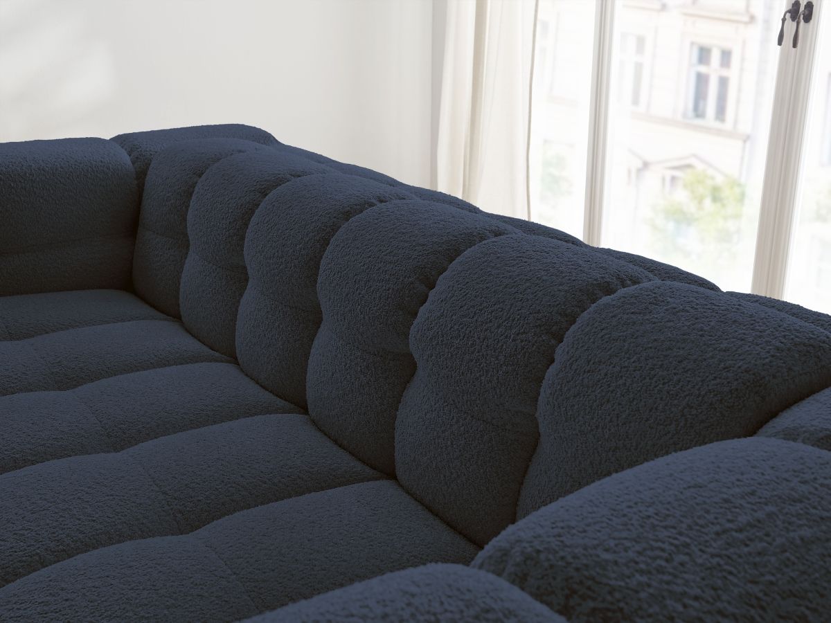 Canapé droit convertible 3 places CLOUD tissu bouclette