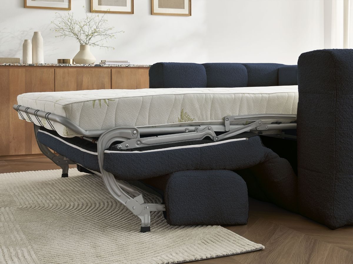 Canapé droit convertible 3 places CLOUD tissu bouclette