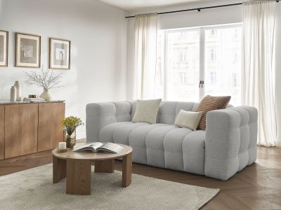 Canapé droit convertible ouverture express 3 places CLOUD tissu bouclette