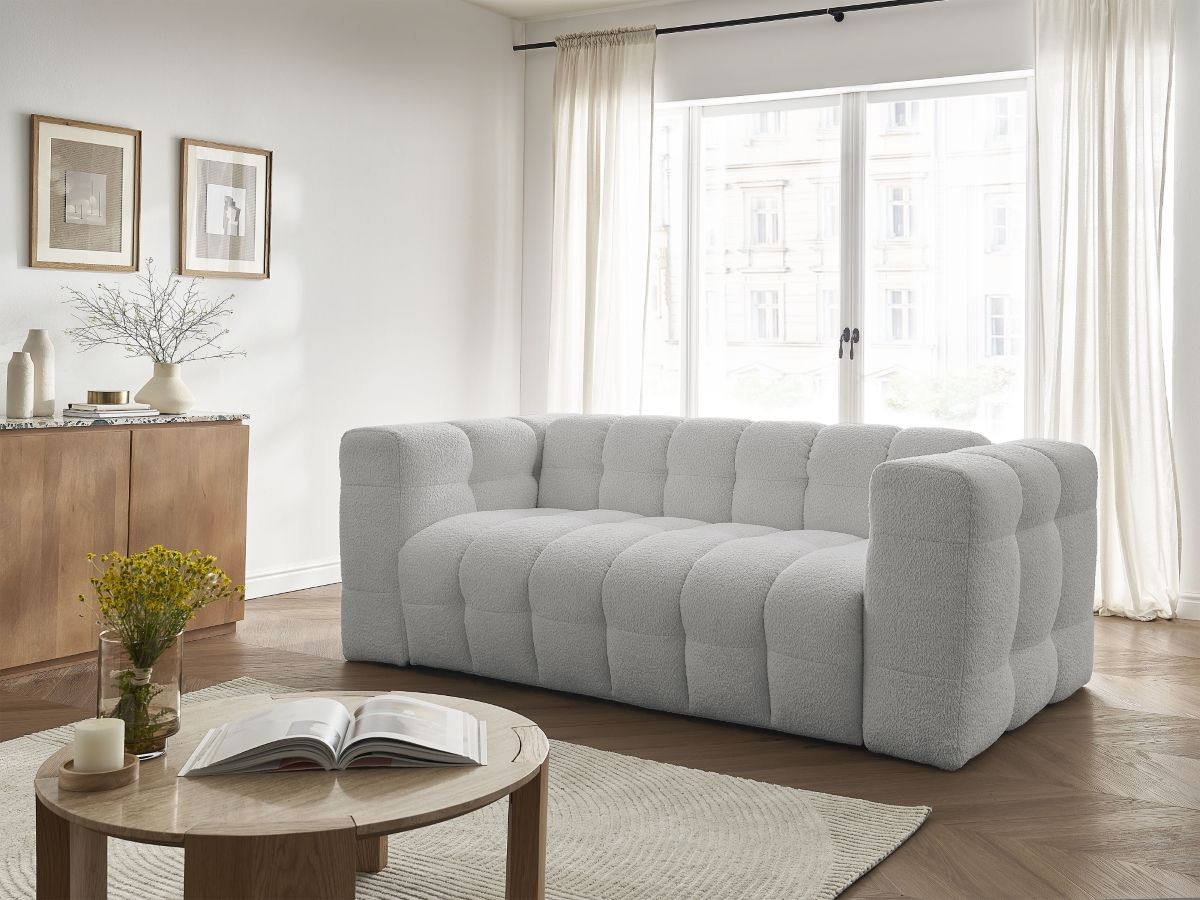 Canapé droit convertible 3 places CLOUD bouclette gris clair — vue 5