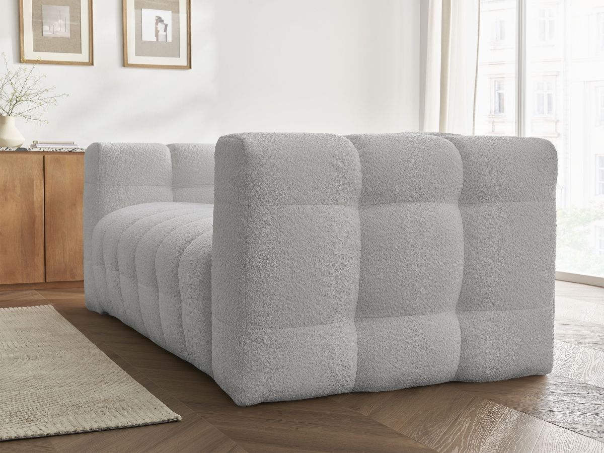 Canapé droit convertible 3 places CLOUD tissu bouclette