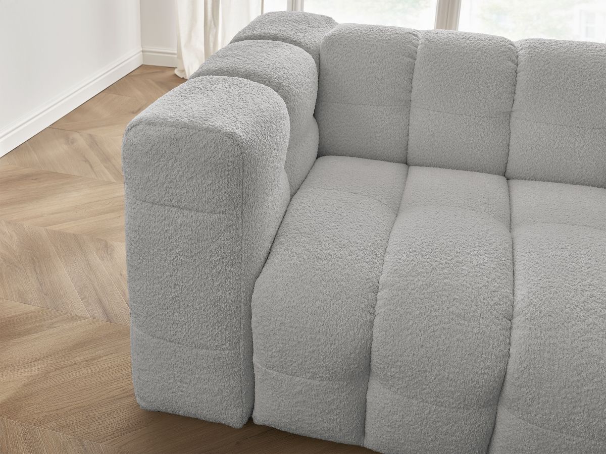 Canapé droit convertible 3 places CLOUD tissu bouclette