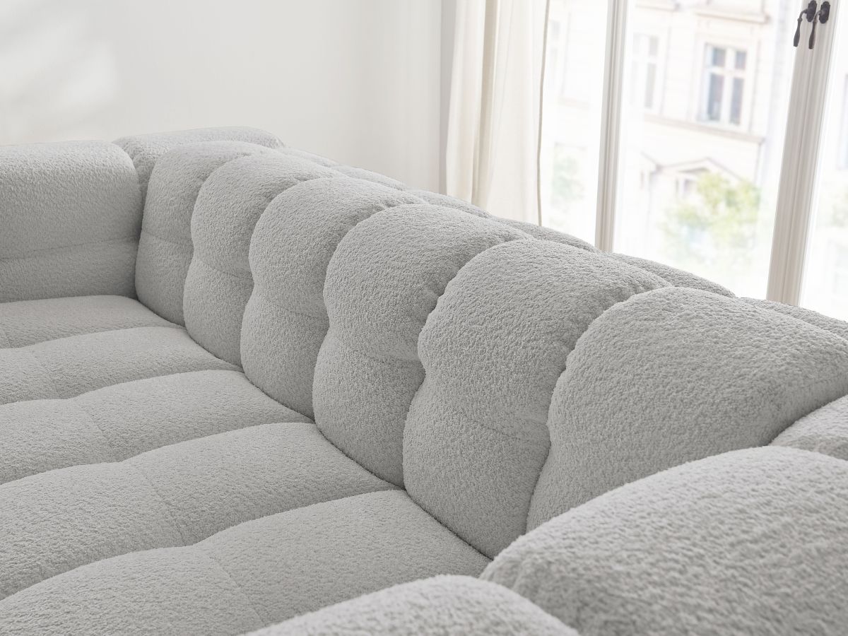 Canapé droit convertible 3 places CLOUD tissu bouclette
