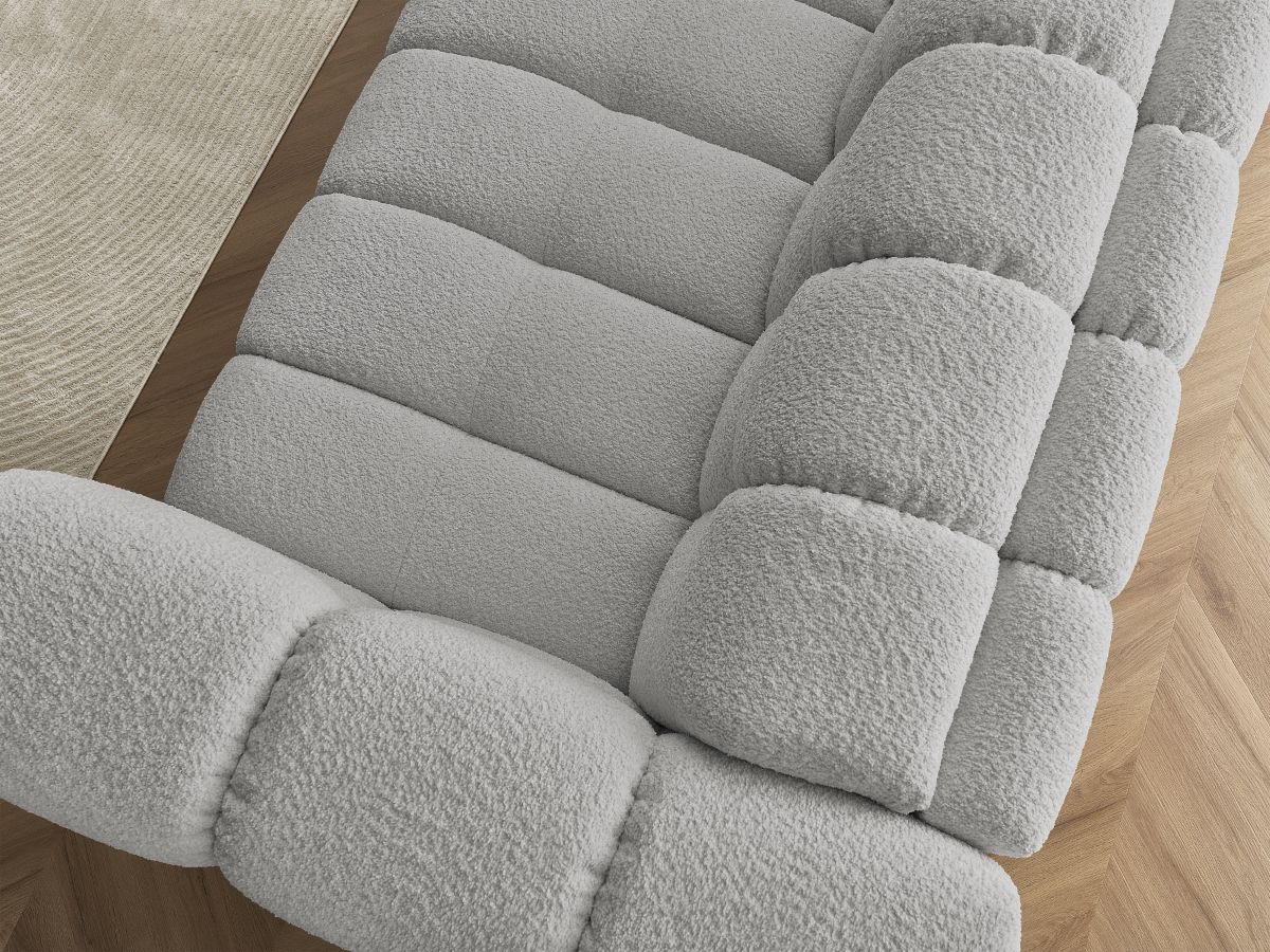 Canapé droit convertible 3 places CLOUD tissu bouclette