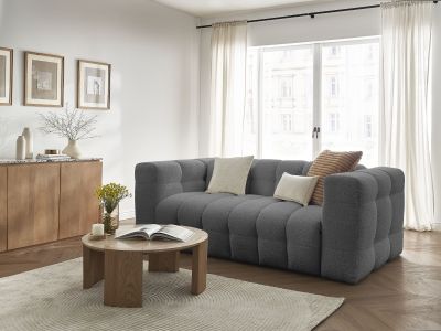 Canapé droit convertible ouverture express 3 places CLOUD tissu bouclette