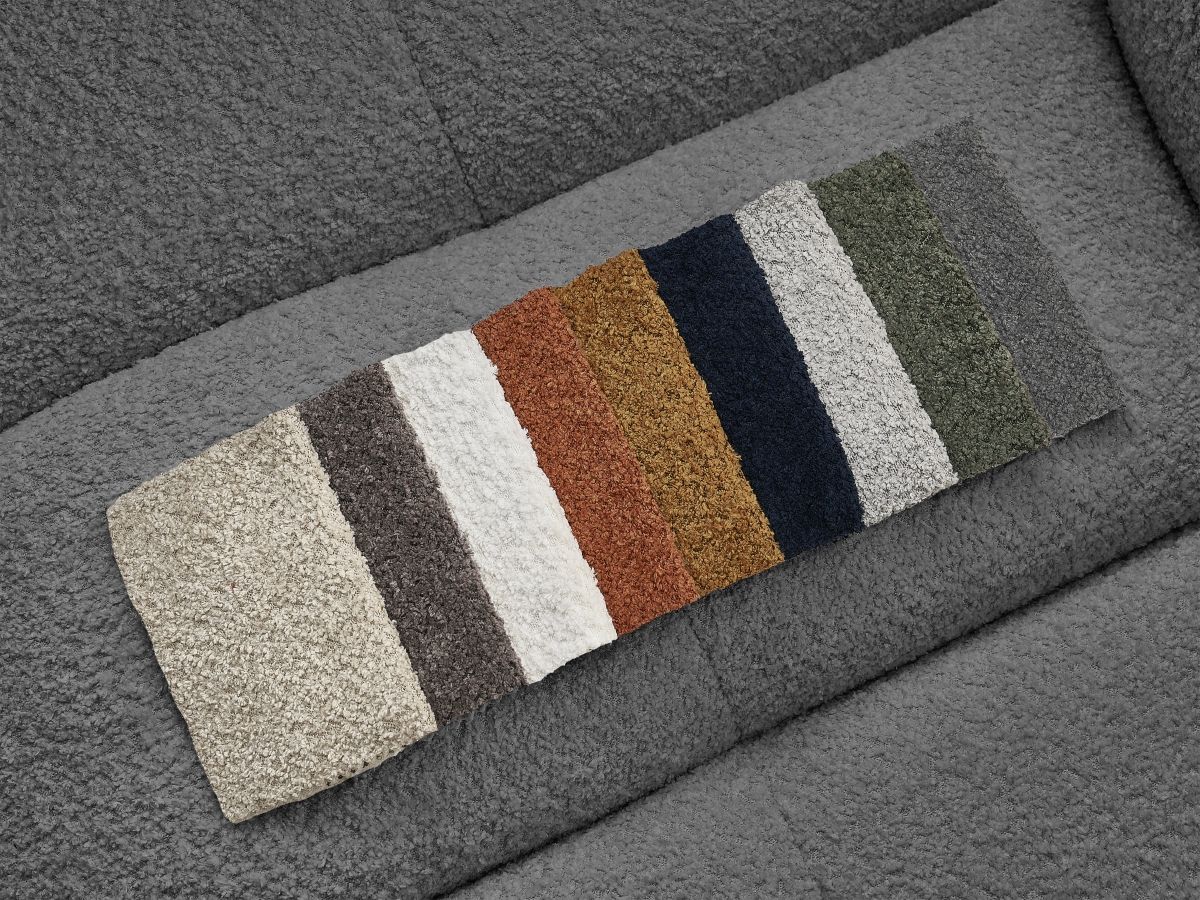 Canapé d'angle fixe EVEREST tissu chiné - Orange - Angle droit - 10 coussins