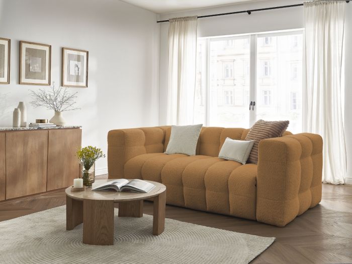 Canapé droit convertible 3 places CLOUD tissu bouclette