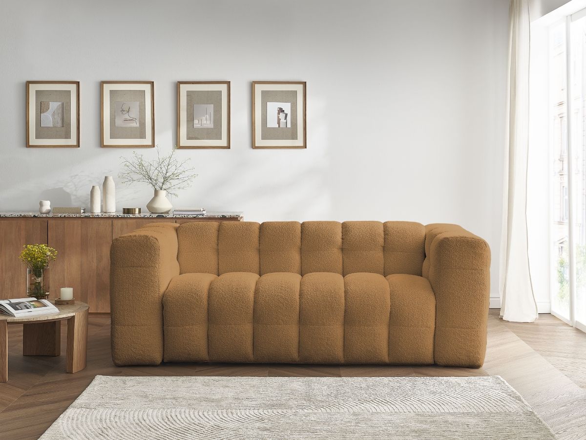 Canapé droit convertible 3 places CLOUD tissu bouclette