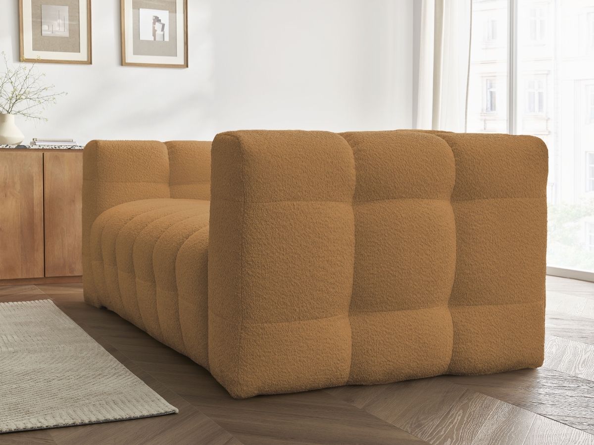 Canapé droit convertible 3 places CLOUD tissu bouclette