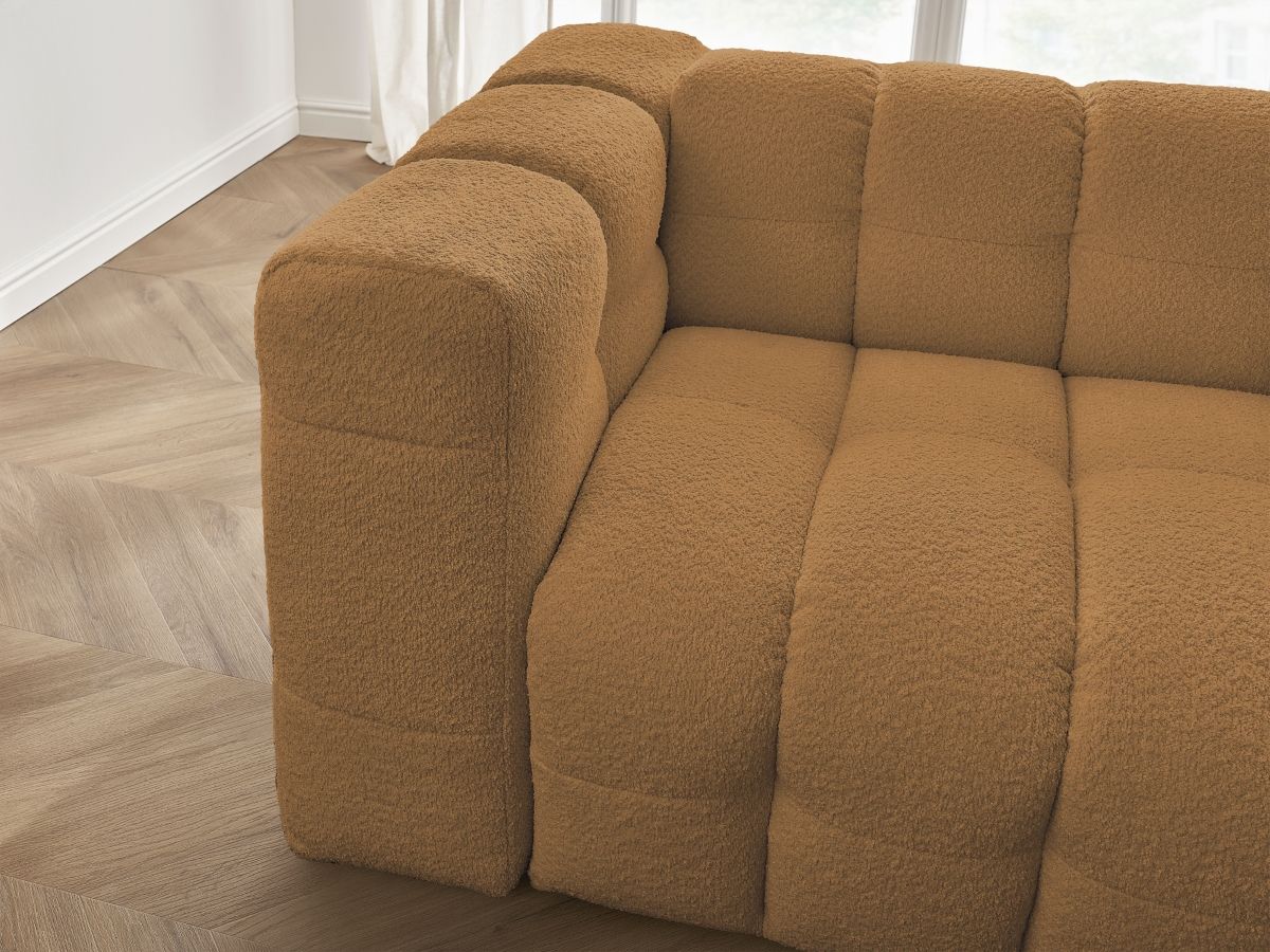 Canapé droit convertible 3 places CLOUD tissu bouclette