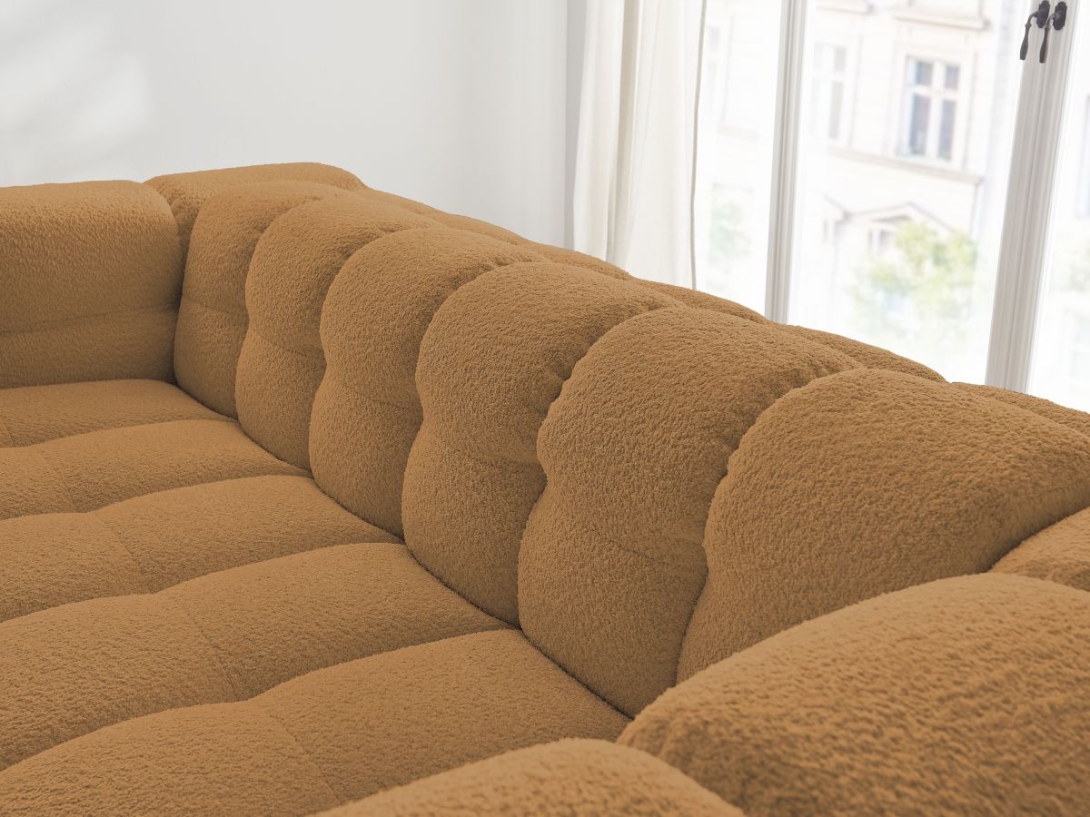 Canapé droit convertible 3 places CLOUD tissu bouclette