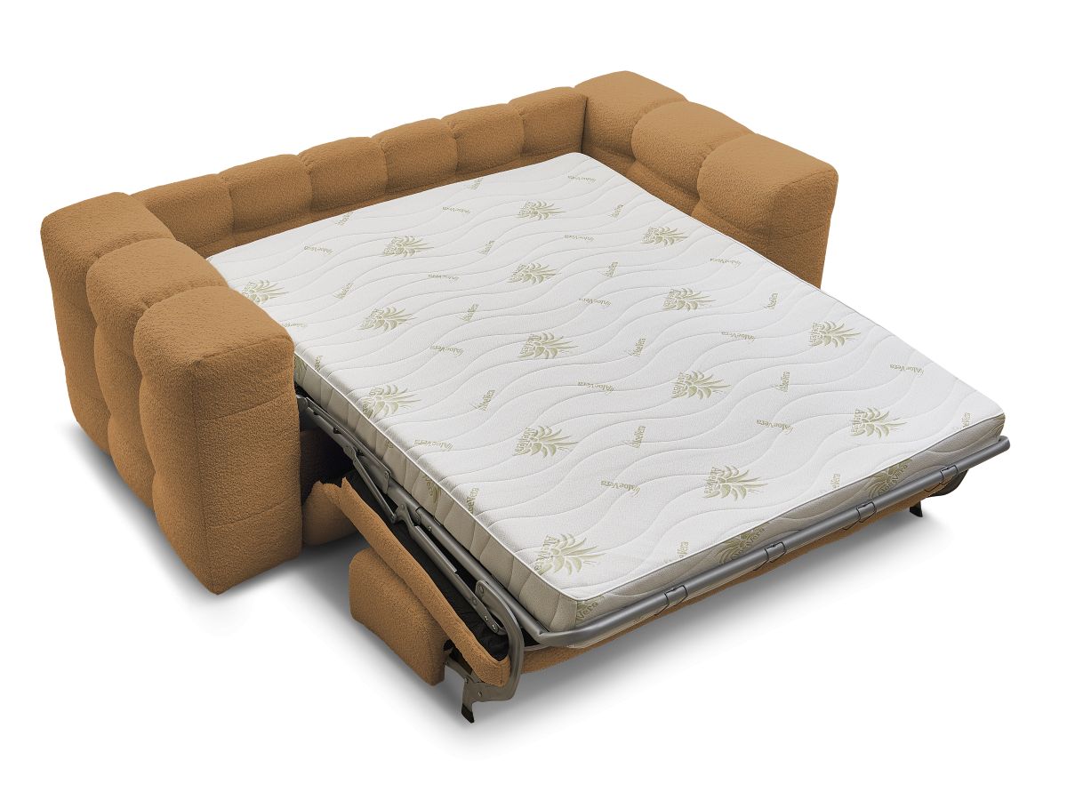 Canapé droit convertible 3 places CLOUD tissu bouclette