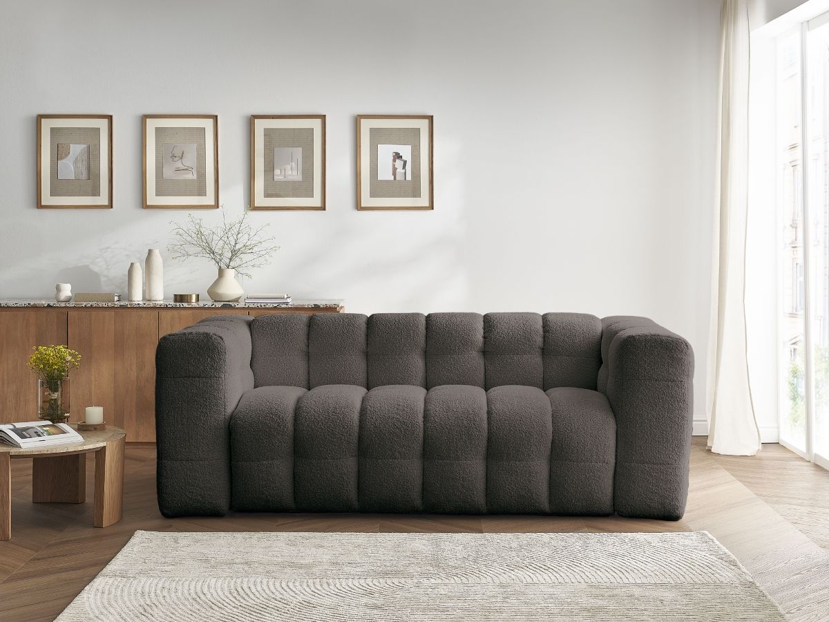 Canapé droit convertible 3 places CLOUD tissu bouclette