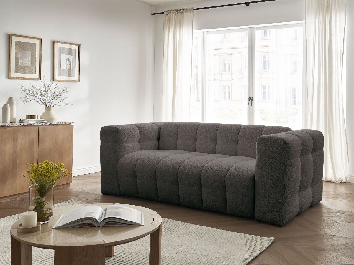 Canapé droit convertible 3 places CLOUD bouclette marron — vue 5