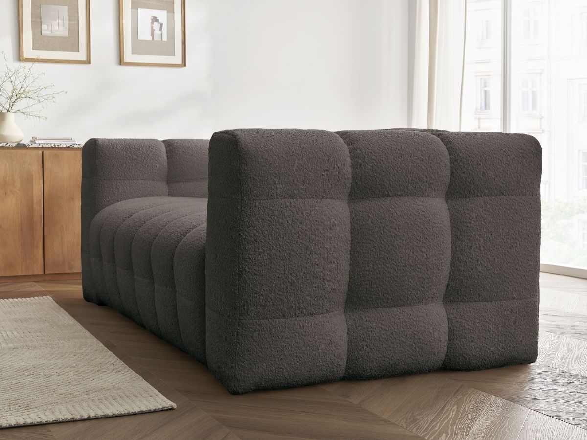 Canapé droit convertible 3 places CLOUD tissu bouclette