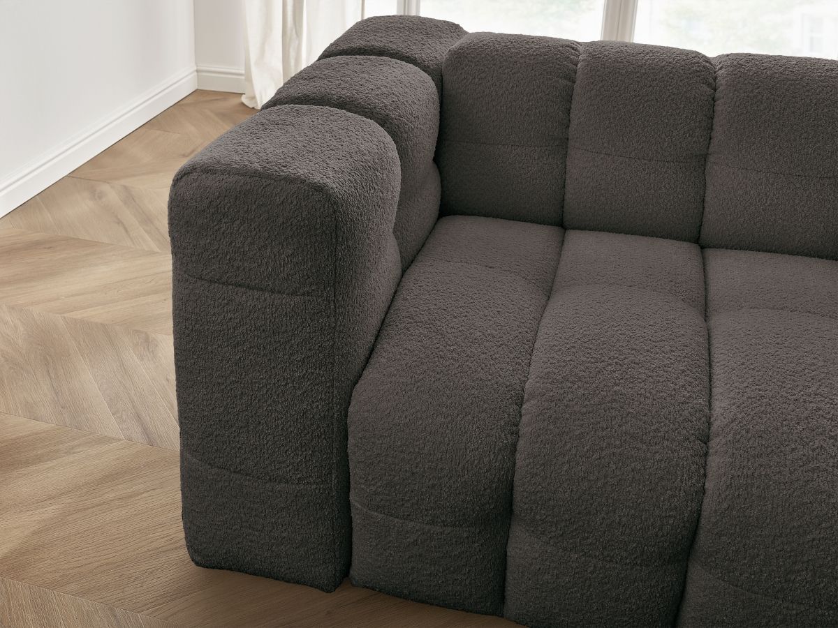 Canapé droit convertible 3 places CLOUD tissu bouclette
