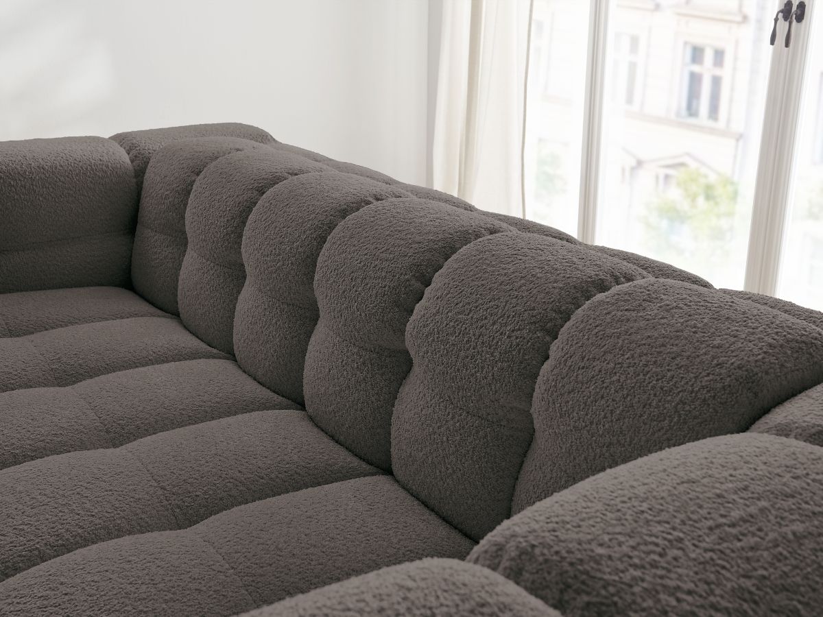 Canapé droit convertible 3 places CLOUD tissu bouclette