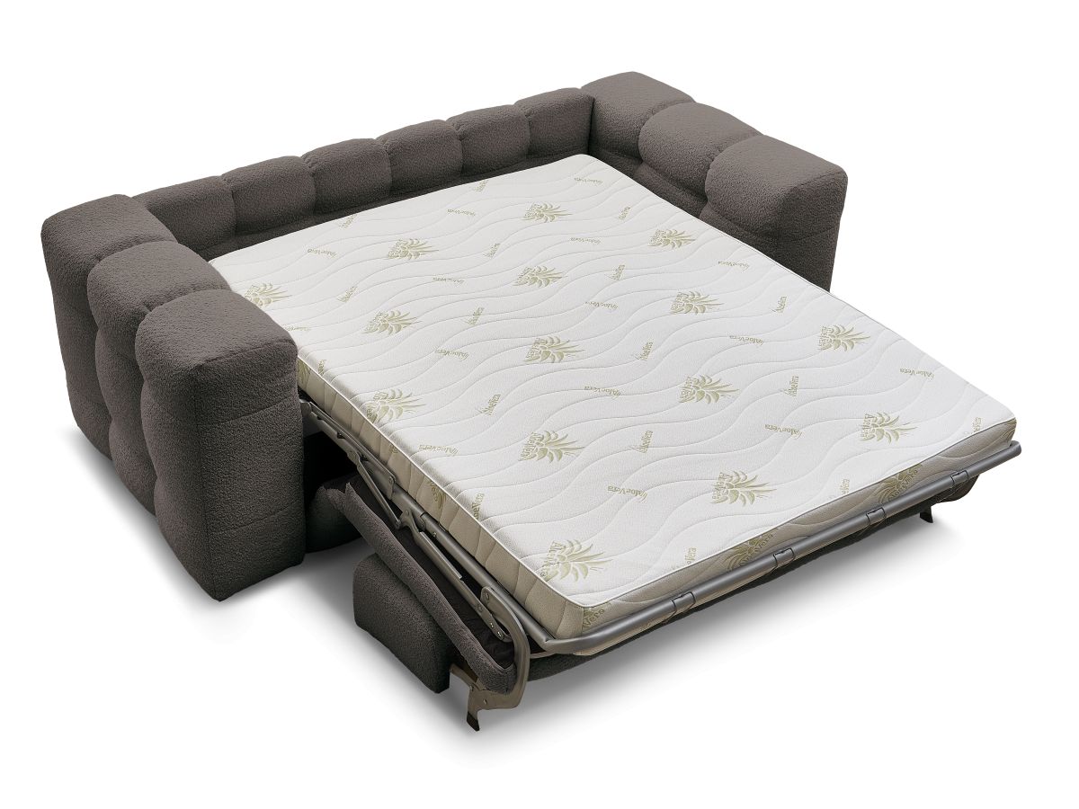 Canapé droit convertible 3 places CLOUD tissu bouclette