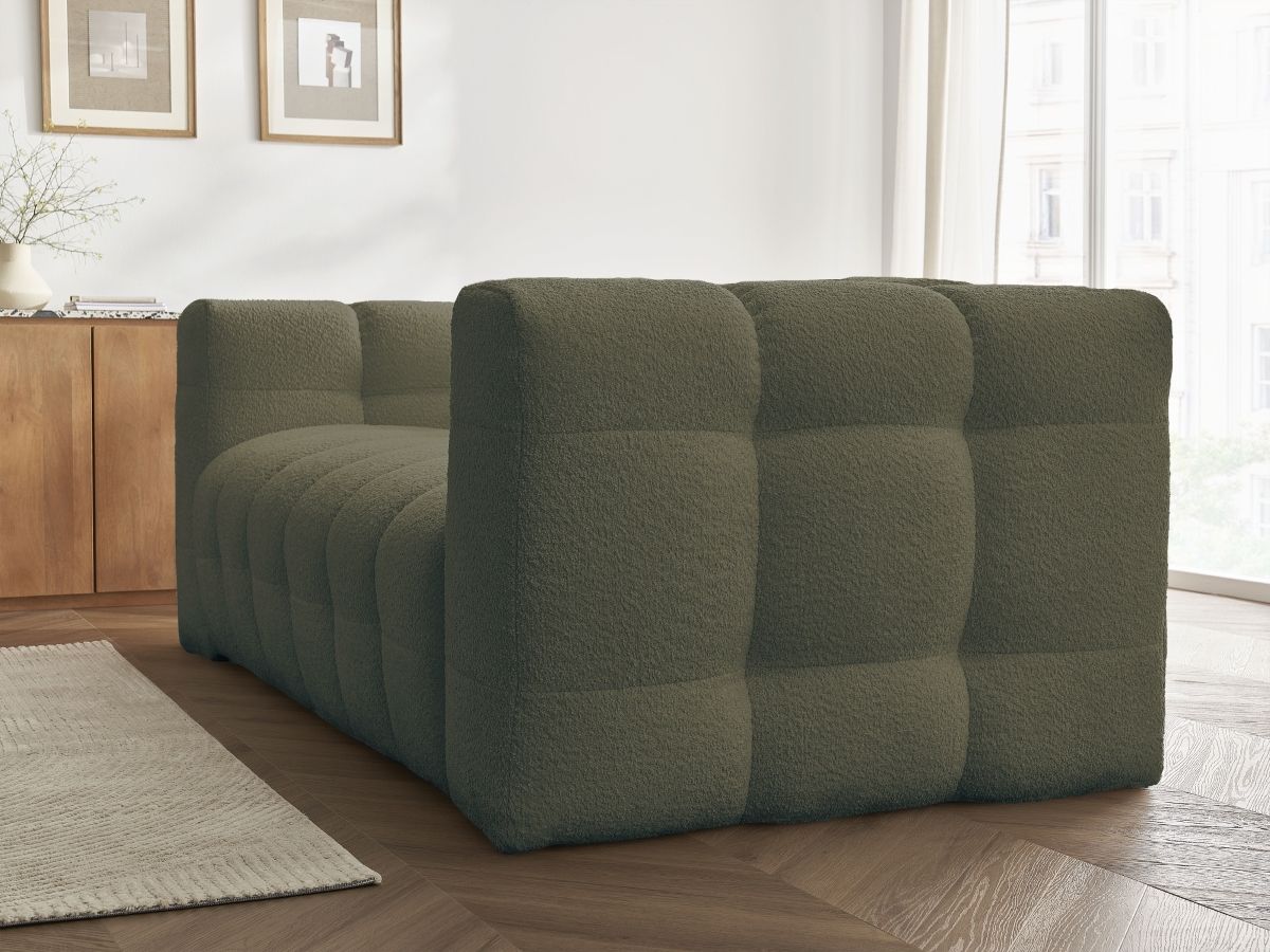 Canapé droit convertible 3 places CLOUD tissu bouclette