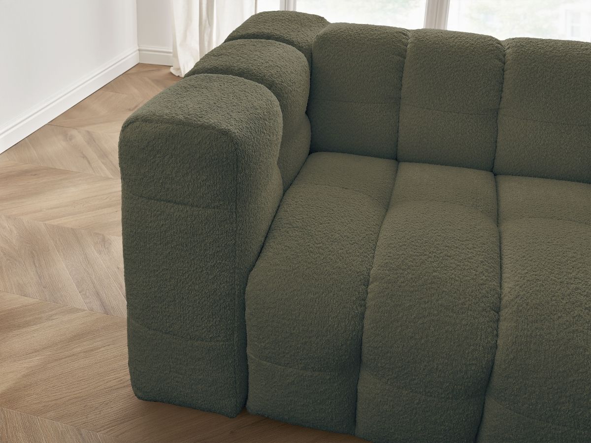 Canapé droit convertible 3 places CLOUD tissu bouclette