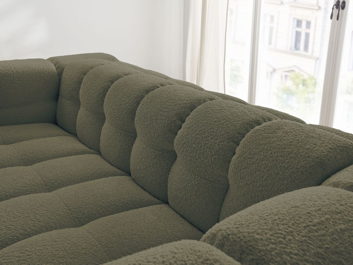 Canapé droit convertible 3 places CLOUD tissu bouclette