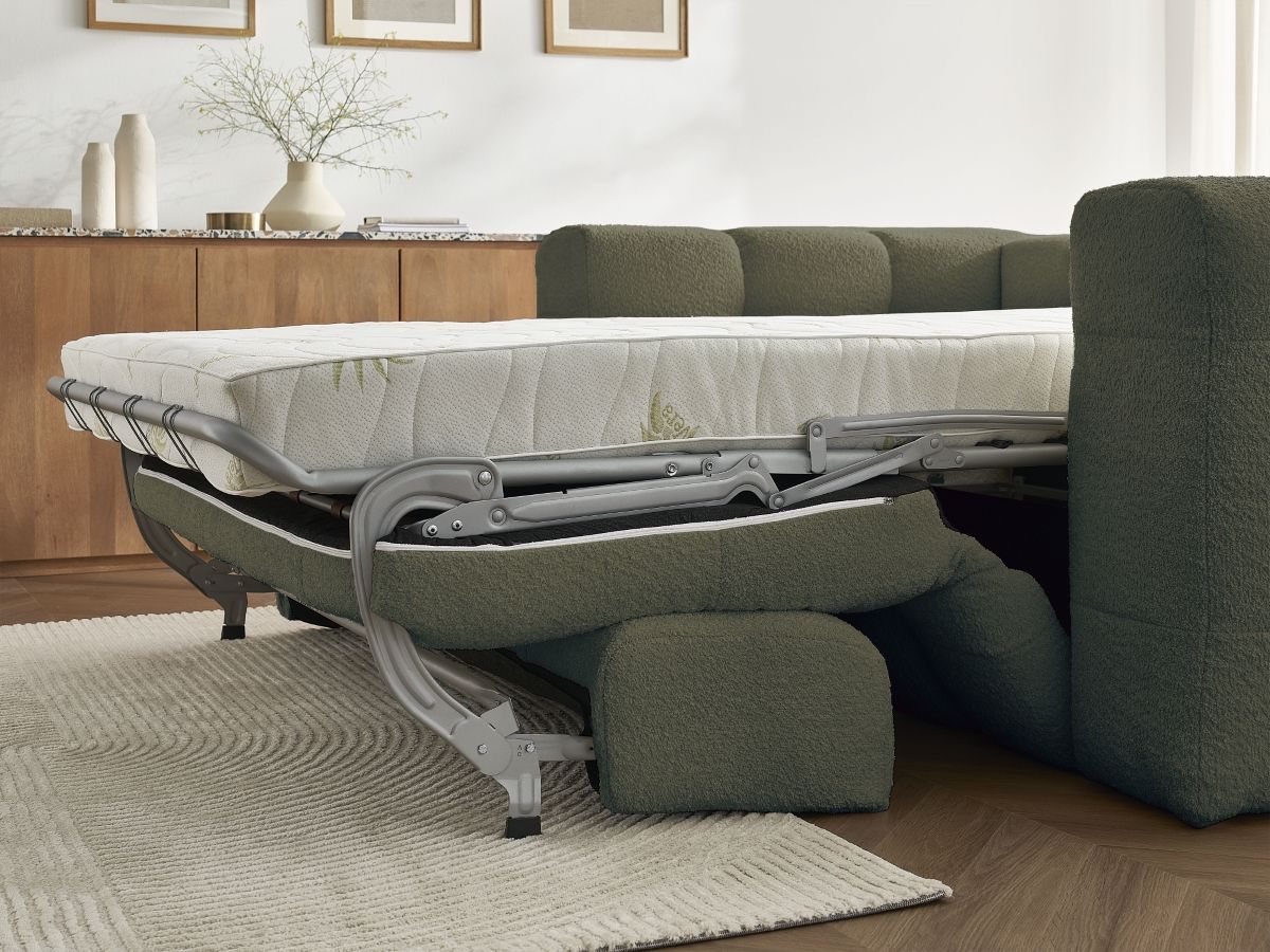 Canapé droit convertible 3 places CLOUD tissu bouclette