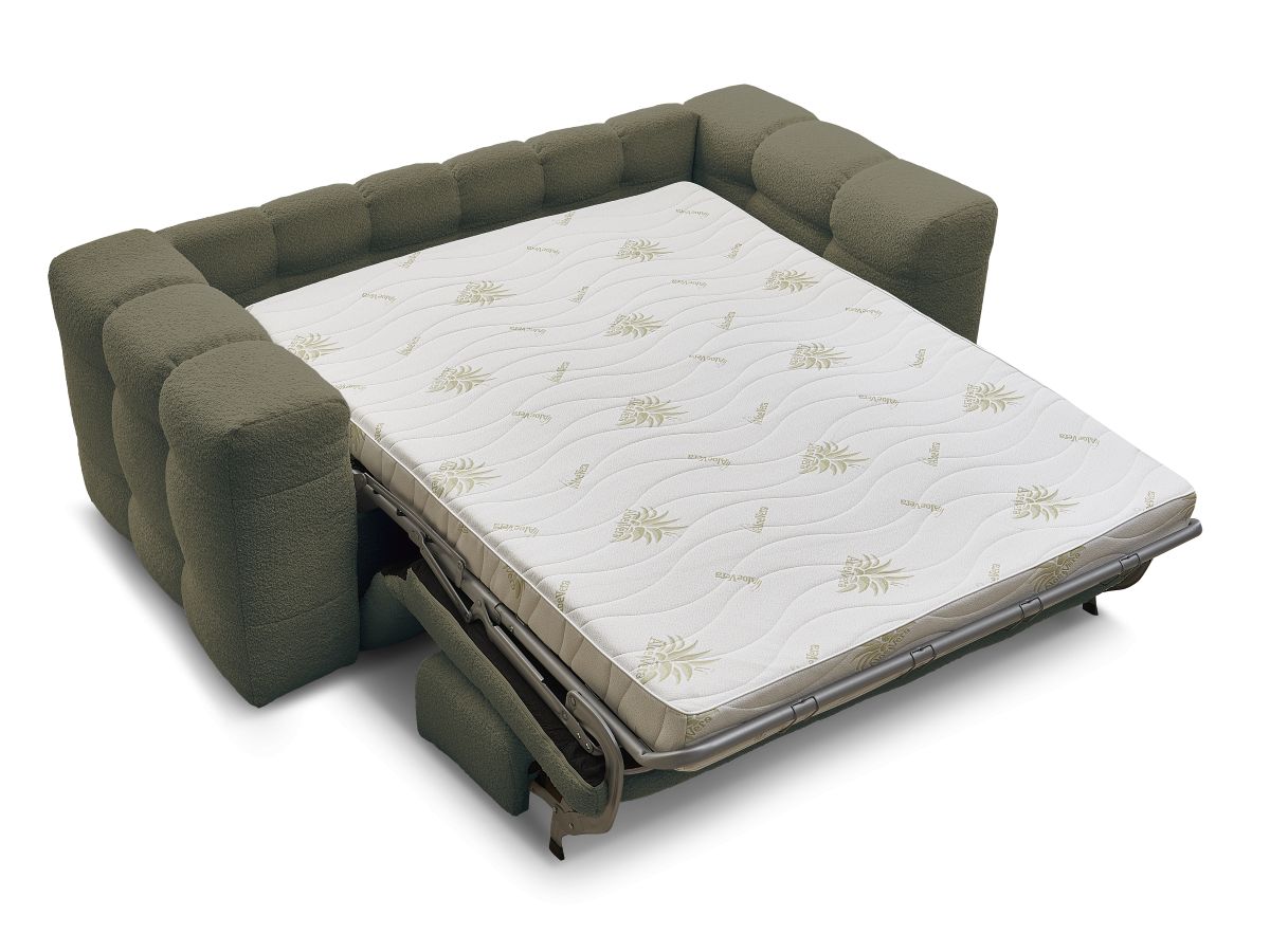 Canapé droit convertible 3 places CLOUD tissu bouclette