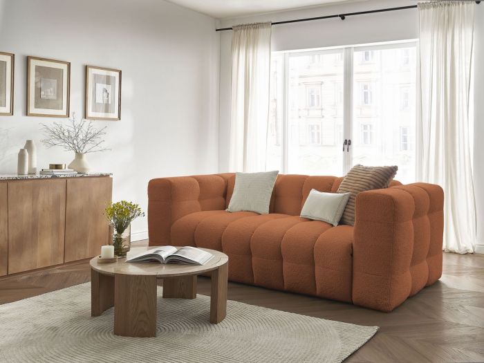 Canapé droit convertible 3 places CLOUD tissu bouclette