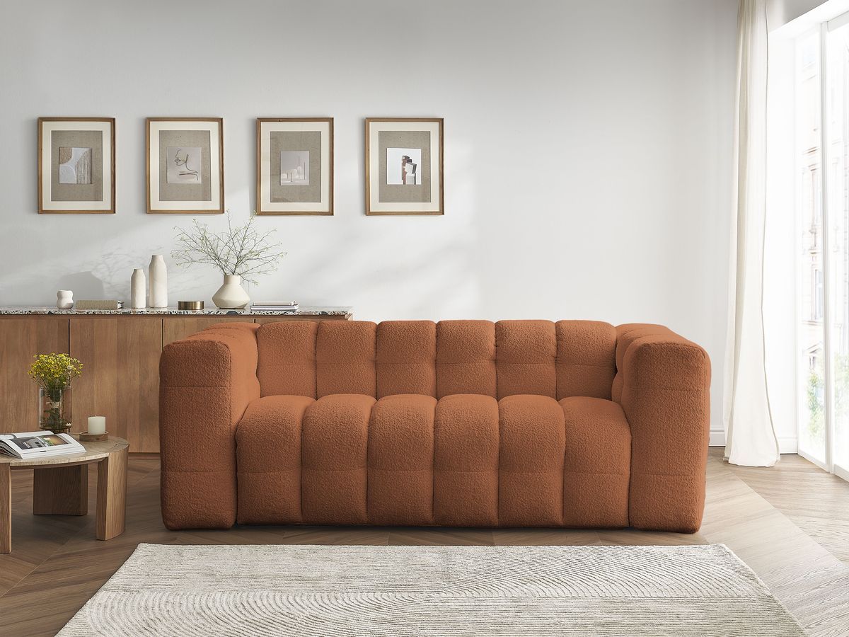 Canapé droit convertible 3 places CLOUD tissu bouclette