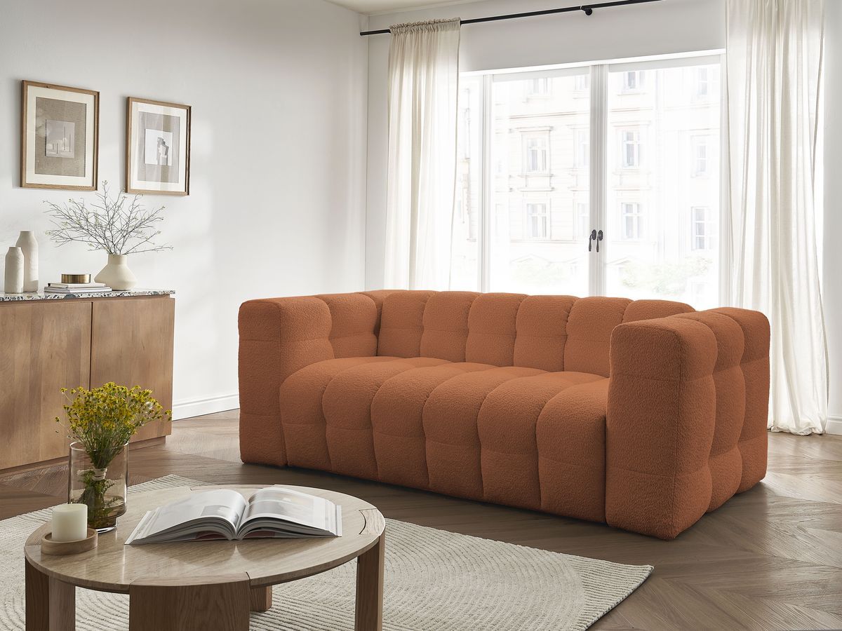 Canapé droit convertible 3 places CLOUD bouclette orange — vue 5