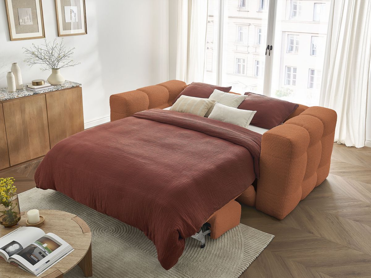 Canapé droit convertible 3 places CLOUD tissu bouclette