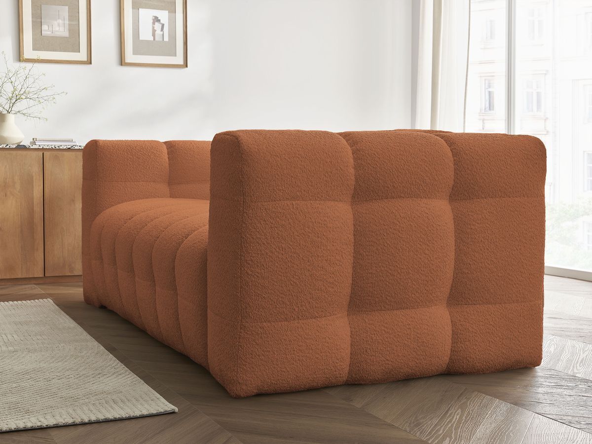 Canapé droit convertible 3 places CLOUD tissu bouclette